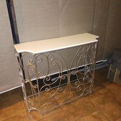 Silver iron. white wood Top, Entry Table, Console Entry Table