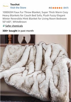 Touchat Faux Fur Throw Blanket 50x60 White Brown