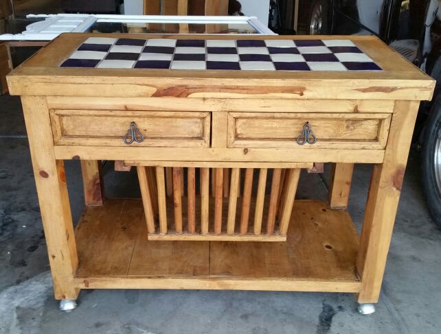 Rustic Country Kitchen Island with Potato Drawer