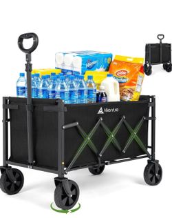 Collapsible Wagon Cart with Wheels, 220 lbs Foldable Wagon