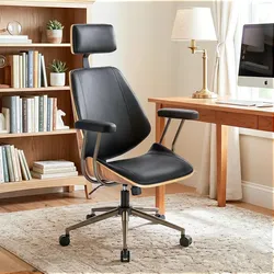 High Back Ergonomic Office Chair, with Headrest & Arms, Black, NEW