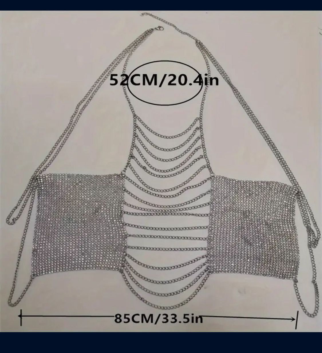 Rhinestone Chain Detail Backless Crop Halter