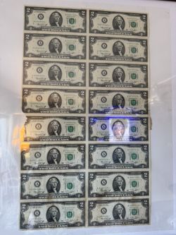 Uncut Sheet Of $2 Bills