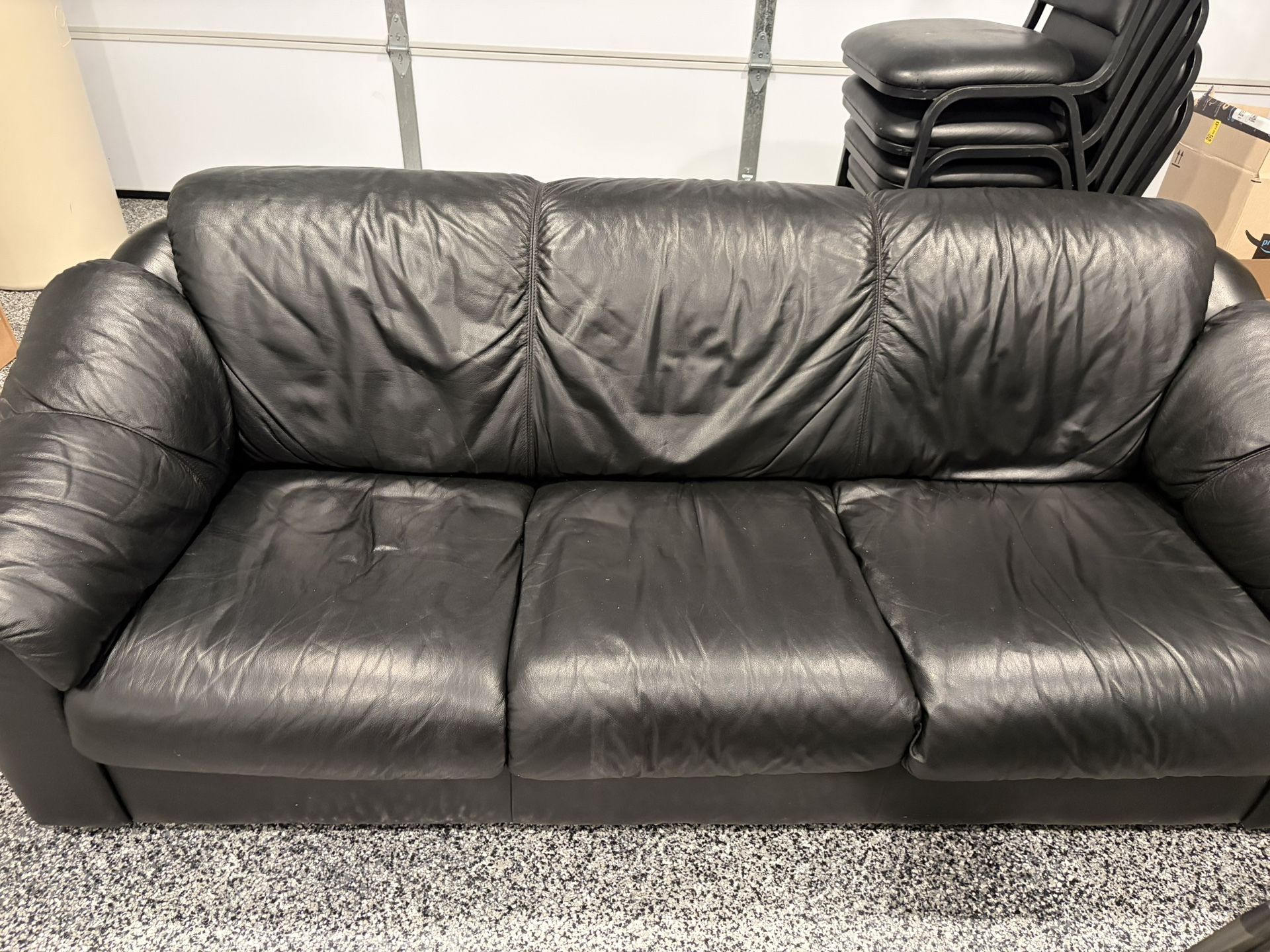 Reduced Price - 3 Cushion Black Sofa