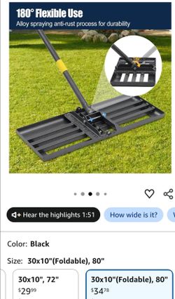 Professional Lawn Leveling Rake 30x10 Heavy Duty - Oversized Leveling Tool with 80"