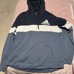 Men’s Adidas Larger Blue White Navy Hoodie