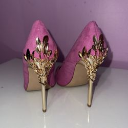 Hot Pink Heels with Gold Accents
