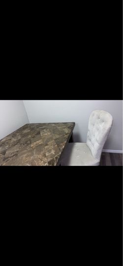 Marble granite table with suede chairs
