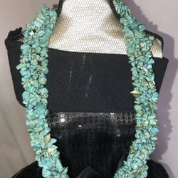 Turquoise necklace multi strand beaded southwestern Strand 18” Chunky Statement