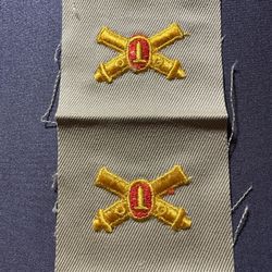 WWII US ARMY COAST ARTILLERY OFFICER SEW ON COLLAR BRANCH INSIGNIA PAIR PATCH (SET)