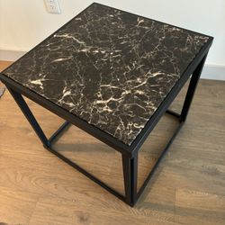 End Table / Accent Table, Black Marble Pattern 