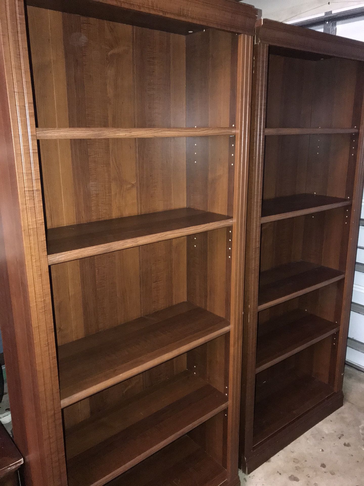 Twin wood bookshelves