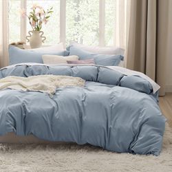 7266 Bedsure Mineral Blue Duvet Cover Full Size - Soft Prewashed Full Duvet Cover Set, 3 Pieces, 1 Duvet Cover 80x90 Inches With Zipper Closure And 2 