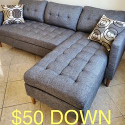 (Finance & Free Delivery) Grey Compact Sectional