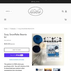 Suzy Snow Flake Beanie Cap Yarn Kit