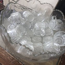Vintage Punch Bowl And Cups 