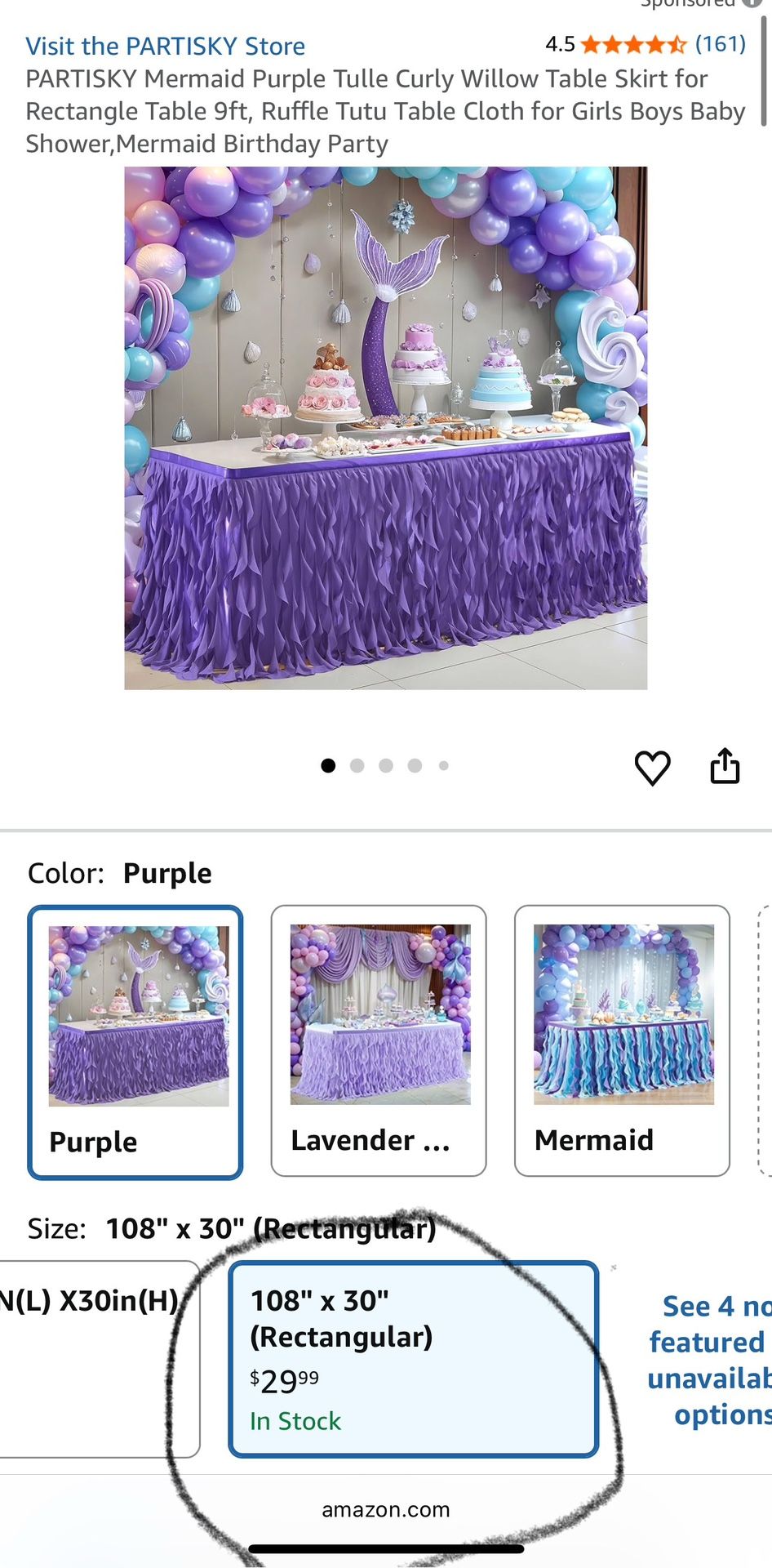 Purple Mermaid Ruffle Tutu Table Skirt