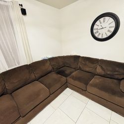 Chocolate Brown Sectional Sofa with Chaise