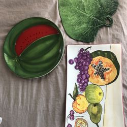 Serving Plates, Hand Painted, heavy, 3pc, big size