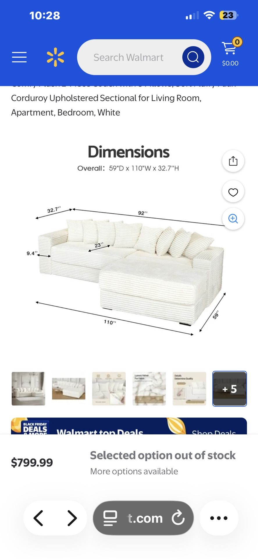 smilesun Luxe Oversized L Shaped Sofa with Chaise，Comfy Faux Fur Plush L Shaped Sectional Couches with 8 Pillows，Soft Fluffy Upholstered 