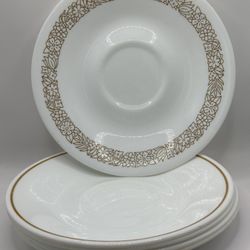 Corelle WOODLAND BROWN Saucers Set of Vintage