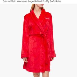 Calvin Klein Women's Logo Belted Fluffy Soft Robe M/L