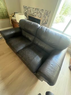 Sofa and loveseat leather dark brown
