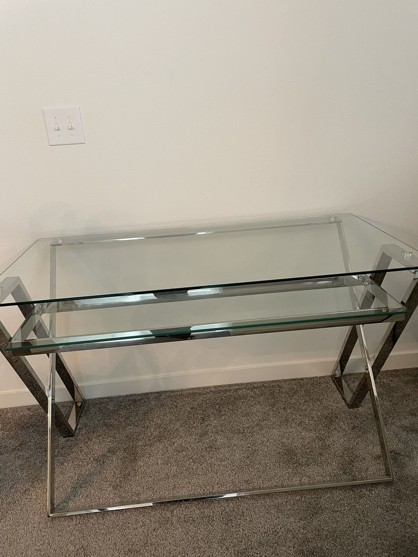 Beautiful, Modern Glass / Silver Desk
