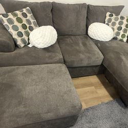 Grey Sectional & Ottoman