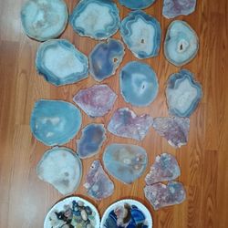 Large Lot Agate Slices Polished Gemstones And Crystals 