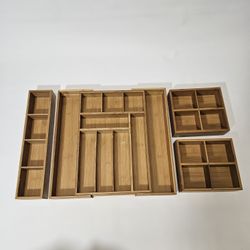 Seville Classics 4-piece Acacia Expandable Drawer Organizer