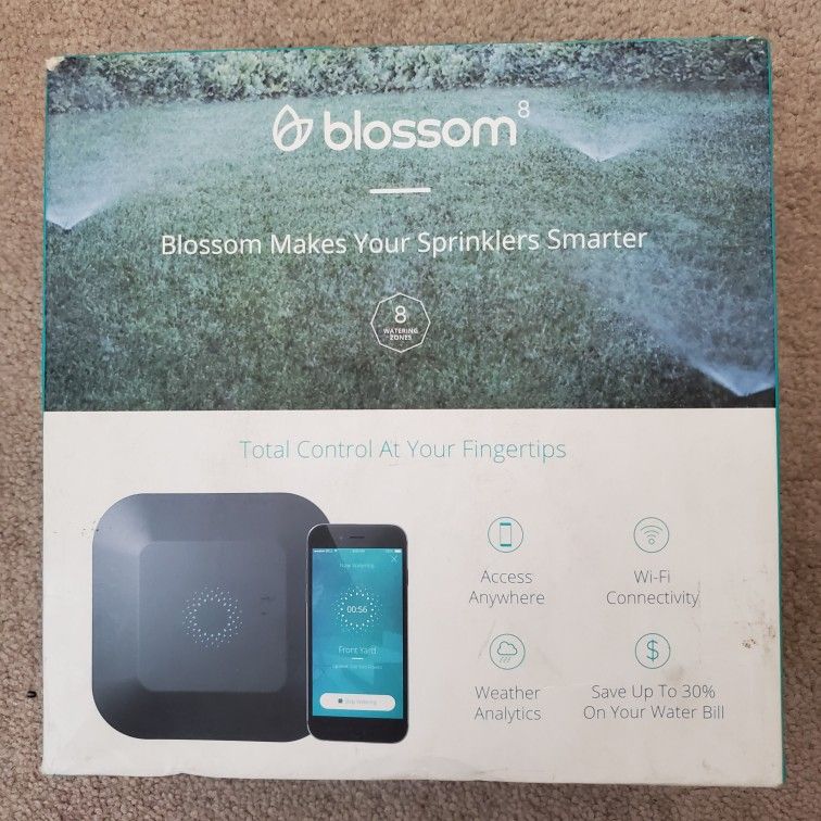 New Blossom 8 - Eight Zone Smart Watering Controller - Wi-Fi Network Connectivity - Self-Scheduling Sprinkler Irrigation System