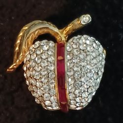 Swarovski CRYSTALS Apple pin