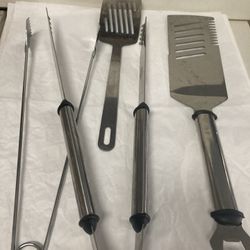 Stainless Steel Lot Of Bbq Grilling Utensils 