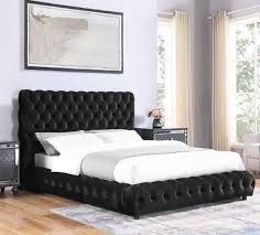 King size black European bed with orthopedic mattress included