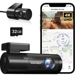 WOLFBOX 4K Dash Cam Front and Rear, WiFi UHD 2160P/1080P Mini Dash Camera 