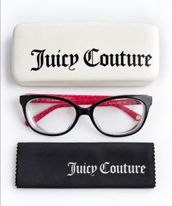 Juicy Couture Women Eyeglasses Black Pink Full Rim VJ138 135 w/ Case