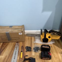 12" Electric Chainsaw Cordless, 20V Battery Powered Cordless Chain Saw with 2x4.0A Batteries and 2 Chains, Compact Chain Saw with Auto Oiler for Tree 