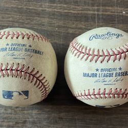 (2) Rawlings Official Major League MLB Baseballs Used Bud Selig Batting Practice