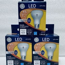 lot of 3 New GE LED 7W Soft White Indoor Floodlight Dimmable Bulb LED R20