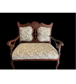 Antique Victorian Carved Wood Settee