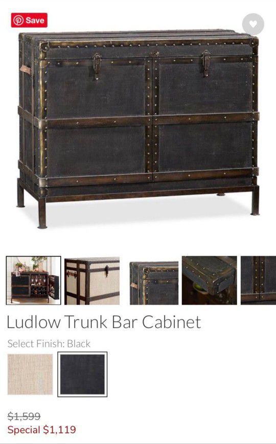 Ludlow Black Trunk Bar Cabinet