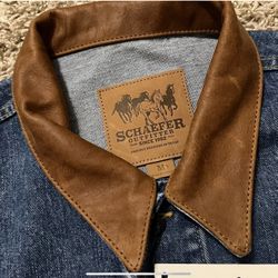 Schaefer Men Denim jacket M Leather Collar With 