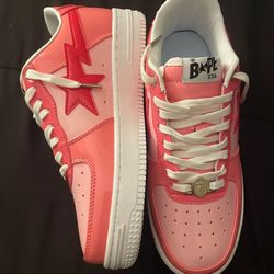 White N Pink Bape Shoes 
