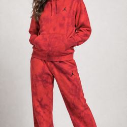 Jordan Red Tie-Dye Lounge Hoodie and Sweatpants