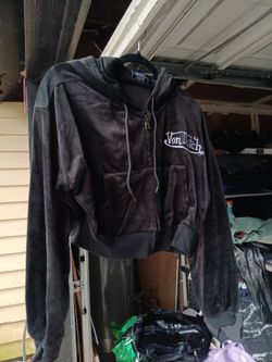 Von Dutch Black Velour Zip-Up Hoodie