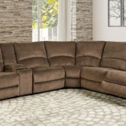 Brand New Brown Super Plush Power Reclining Sectional Sofa