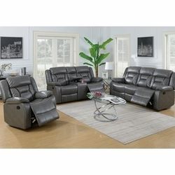Brand New 3PCs Manual Reclining Sofa Set