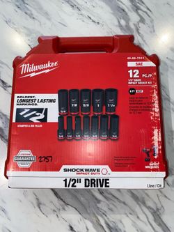Milwaukee SHOCKWAVE 1/2 in. Drive SAE Deep Well Impact Socket Set (12-Piece)
