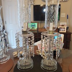 Beautiful Pair of Antique Hurricane Lamps 22 Inches Tall. 